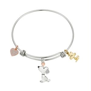 Peanuts Bracelet | Snoopy & Woodstock Crystal Heart Bracelet